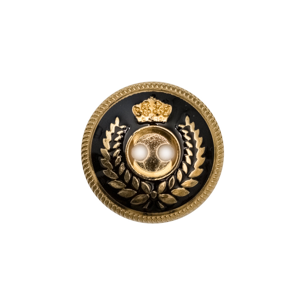 Italian Gold and Black 2-Hole Crest Button - 32L/20mm