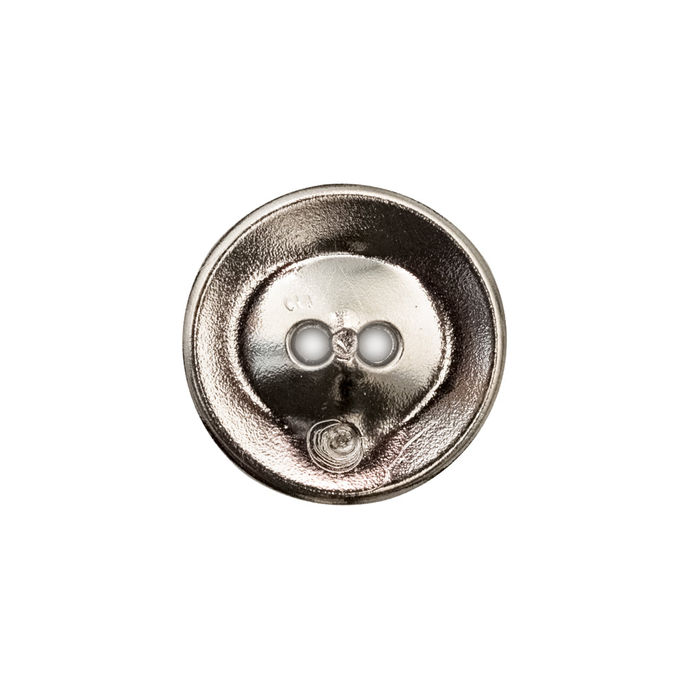 Italian Silver and Black 2-Hole Crest Button - 32L/20mm Detail