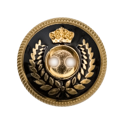 Italian Gold and Black 2-Hole Crest Button - 44L/28mm