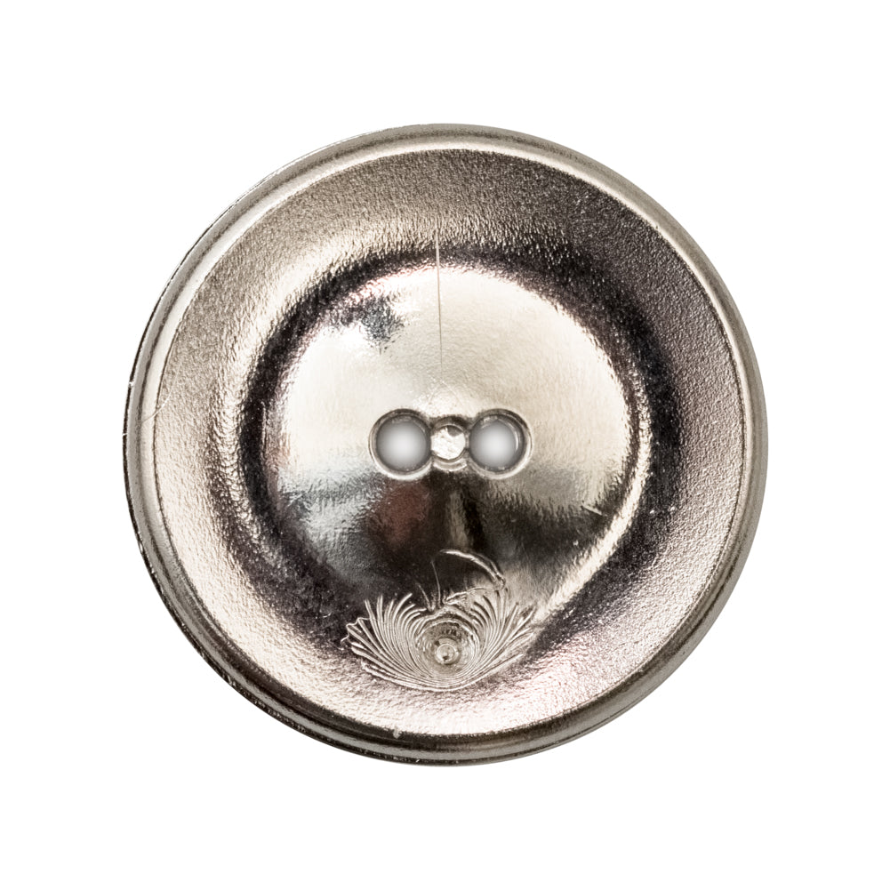 Italian Silver and Black 2-Hole Crest Button - 44L/28mm Detail