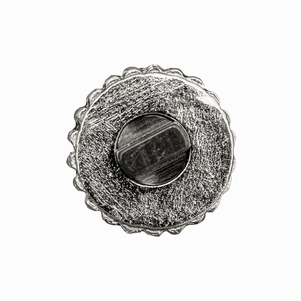 Italian Silver Metal, Crystal Rhinestones and Rabbit Shell Shank Button - 36L/23mm Detail