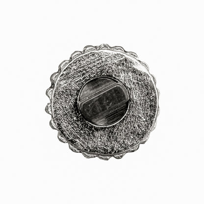 Italian Silver Metal, Crystal Rhinestones and Rabbit Shell Shank Button - 36L/23mm Detail