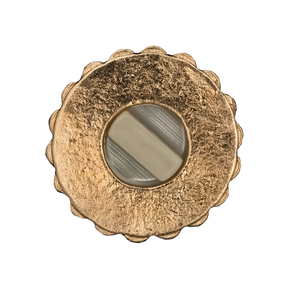 Italian Gold Metal, Crystal Rhinestones and Oatmeal Shell Shank Button - 40L/25.5mm Detail