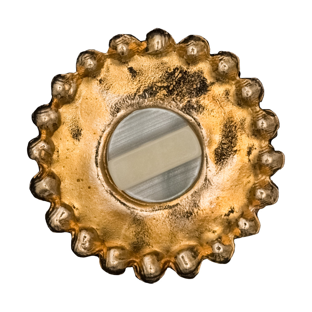 Italian Gold Metal, Crystal Rhinestones and Oatmeal Shell Shank Button - 48L/30.5mm Detail