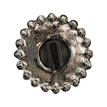 Italian Silver Metal, Crystal Rhinestones and Rabbit Shell Shank Button - 48L/30.5mm Detail