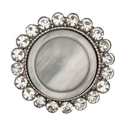 Italian Silver Metal, Crystal Rhinestones and Rabbit Shell Shank Button - 48L/30.5mm