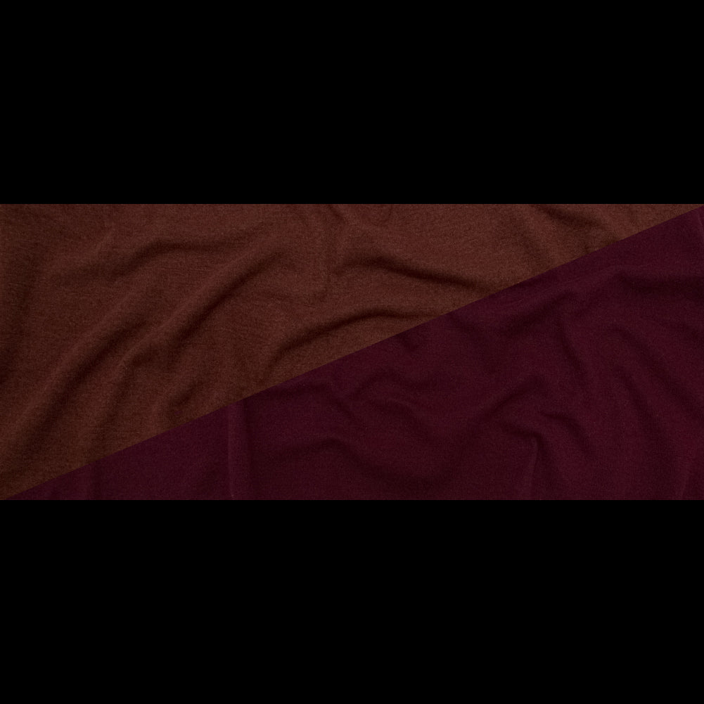 Italian Burgundy and Shaved Chocolate Reversible Wool Double Knit Full