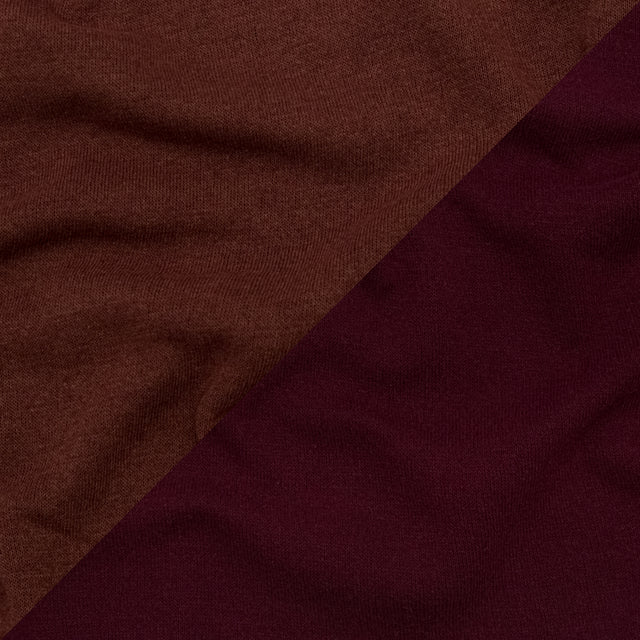 Italian Burgundy and Shaved Chocolate Reversible Wool Double Knit