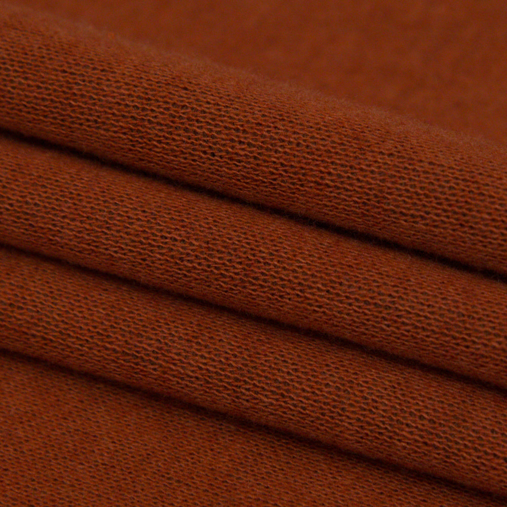 Italian Baked Clay and Carob Brown Reversible Wool Double Knit Folded