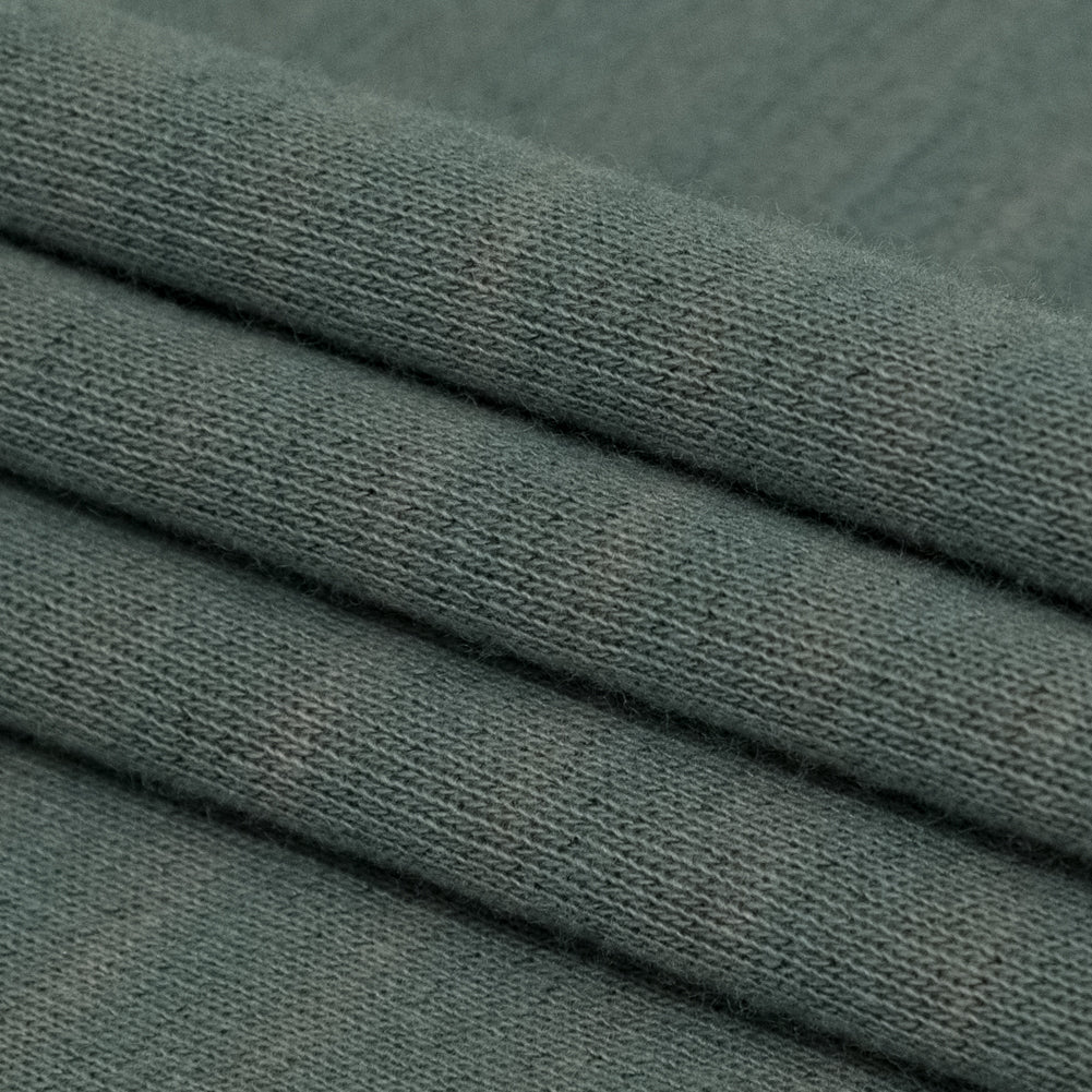 Italian Striped Sea Spray, Castor Gray and Adobe Rose Reversible Wool Double Knit Folded