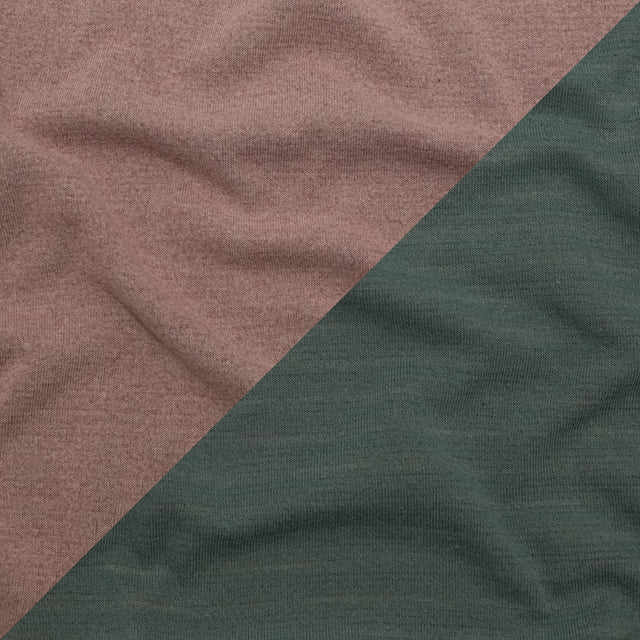 Italian Striped Sea Spray, Castor Gray and Adobe Rose Reversible Wool Double Knit