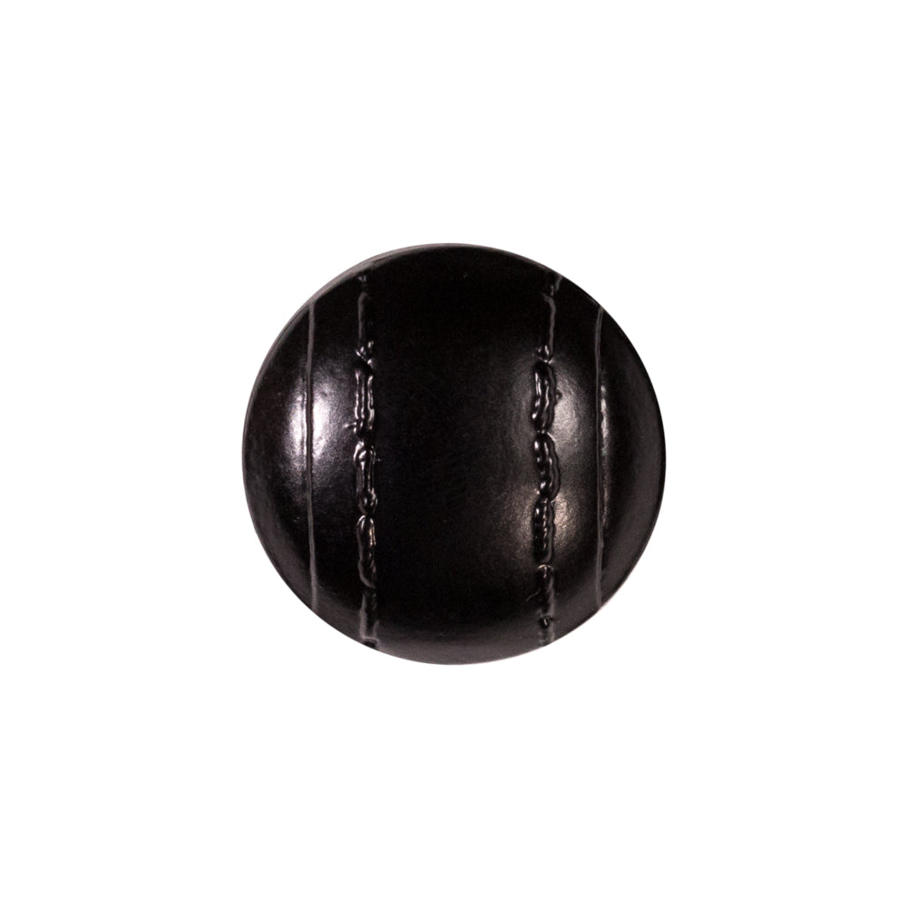 Italian Black Faux Leather Plastic Button - 32L/20mm