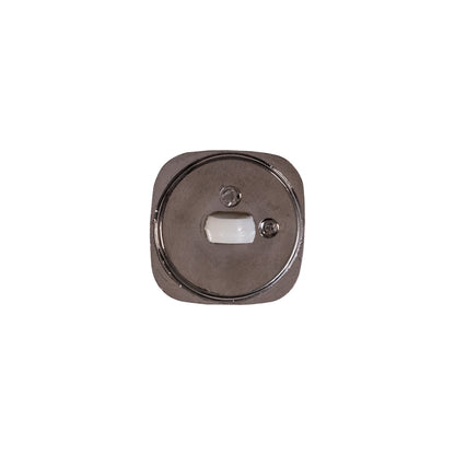 Italian White and Gunmetal 2-Piece Plastic Button - 22L/14mm Detail