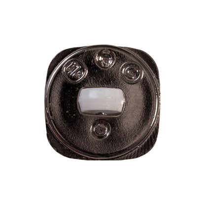 Italian White and Gunmetal 2-Piece Plastic Button - 30L/19mm Detail