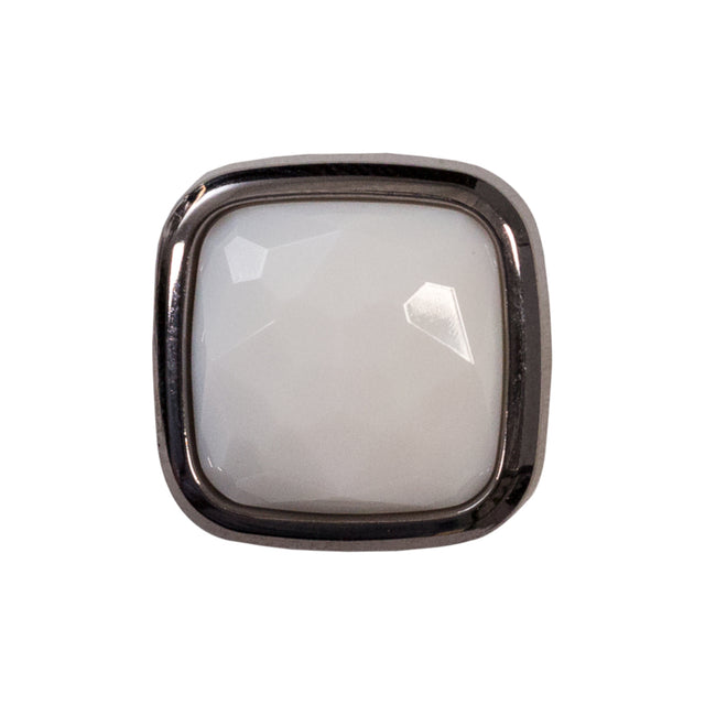 Italian White and Gunmetal 2-Piece Plastic Button - 30L/19mm