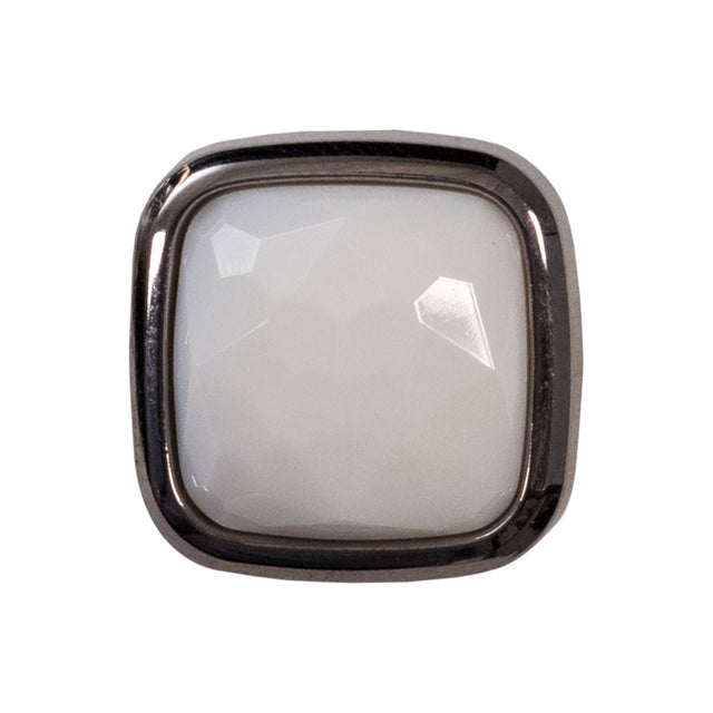 Italian White and Gunmetal 2-Piece Plastic Button - 38L/24mm