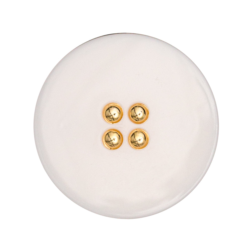 Italian White and Gold 2-Piece Plastic Shank Back Button - 45L/29mm