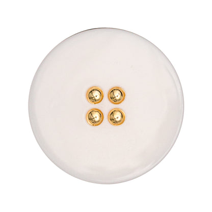 Italian White and Gold 2-Piece Plastic Shank Back Button - 45L/29mm
