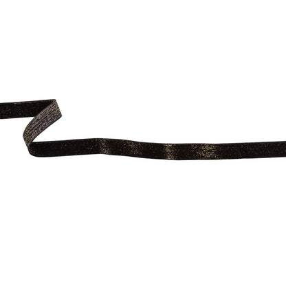 Italian Black and Gold Glitter Velvet Ribbon - 0.625"