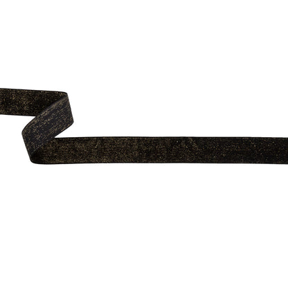 Italian Black and Gold Glitter Velvet Ribbon - 1"