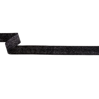 Italian Black and Silver Glitter Velvet Ribbon - 1"