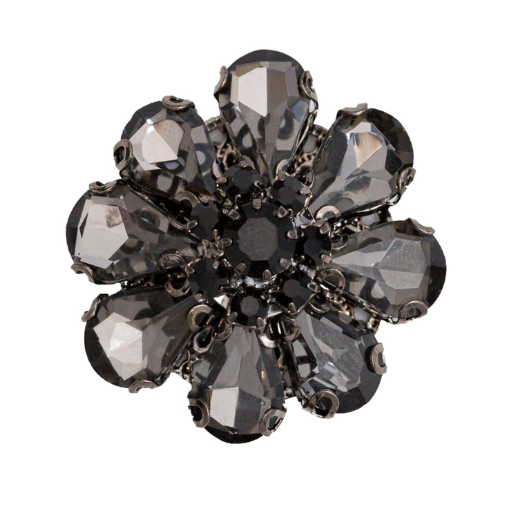 template--25130090922057__main-Italian Black and Gunmetal Floral Rhinestone Button - 48L/30.5mm