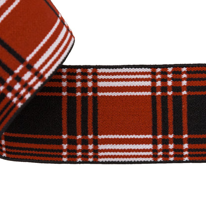 Italian Red, Black and White Plaid Elastic Trim - 1.5" Detail