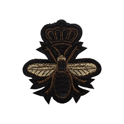 Italian Black and Metallic Gold Beaded Bee Applique - 3.75" x 3.625" Detail