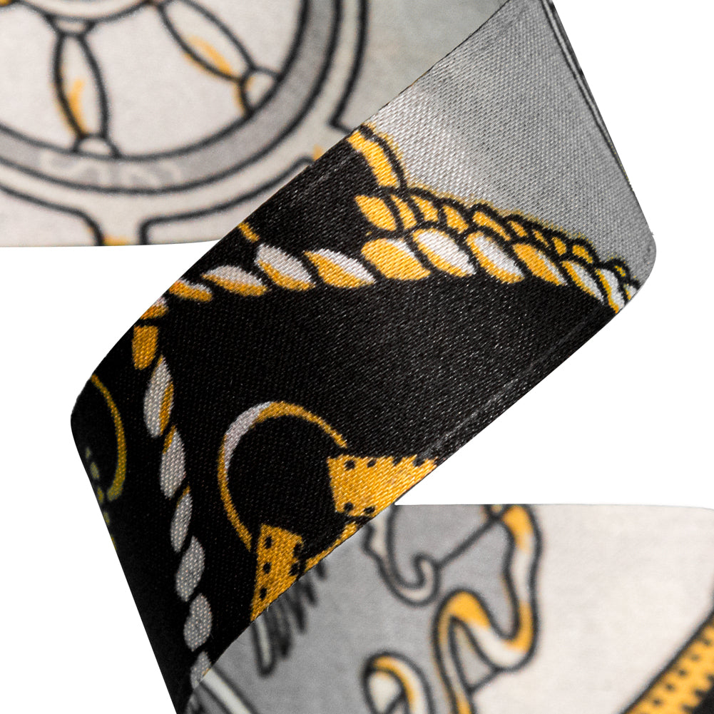 Italian Flint Gray, Slate Black and Antique Gold Purse Straps and Chains Satin Ribbon - 1" Detail