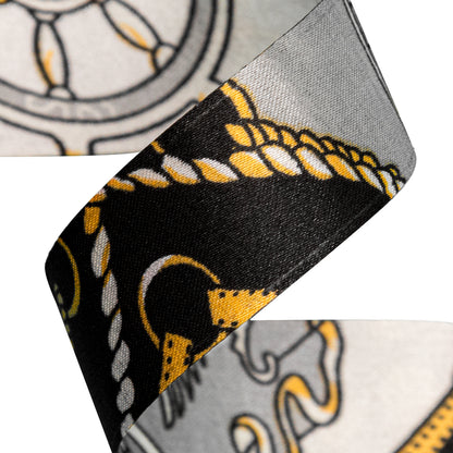 Italian Flint Gray, Slate Black and Antique Gold Purse Straps and Chains Satin Ribbon - 1" Detail