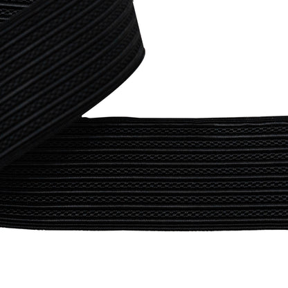 Italian Black Ribbed and Braided Embroidery Trim - 1.5" Detail