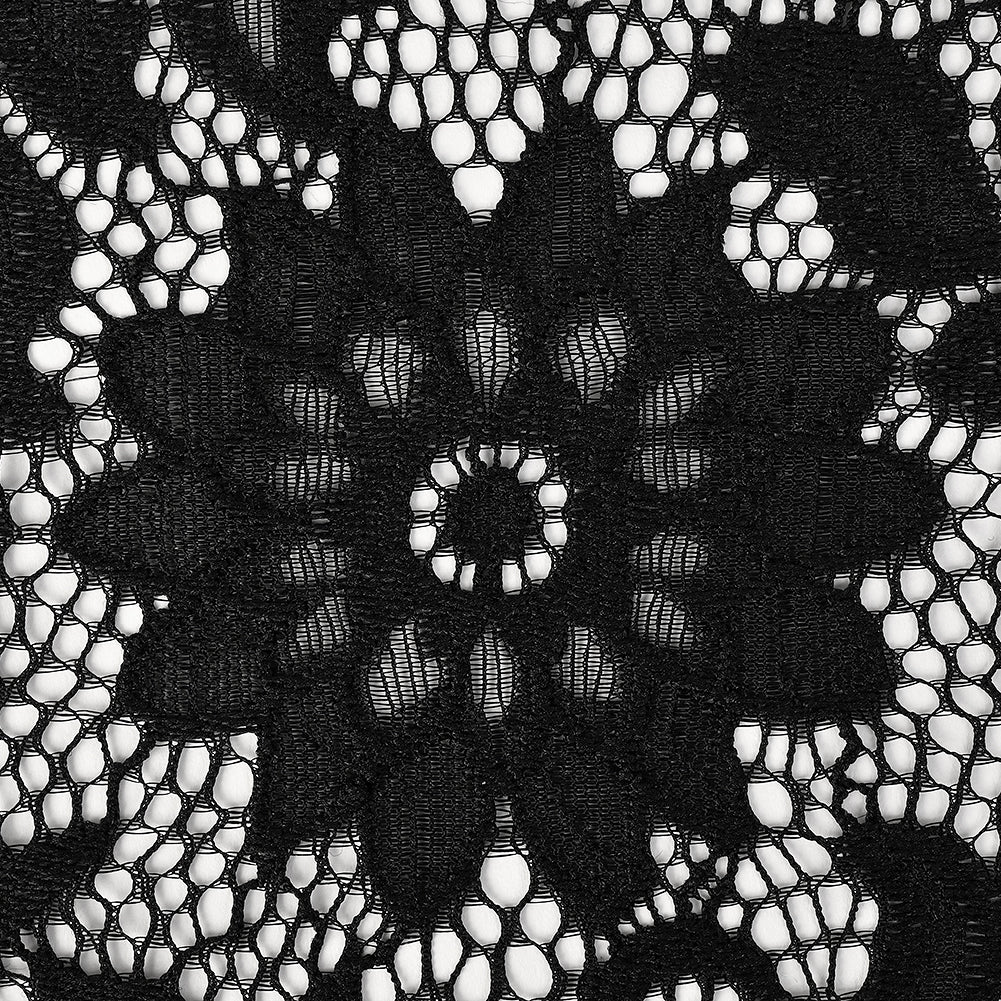 Re-Embroidered Stretch Lace - Black Sunflowers - McKee Collection Folded