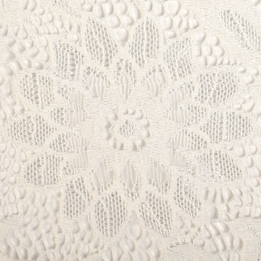 Re-Embroidered Stretch Lace - White Sunflowers - McKee Collection Folded