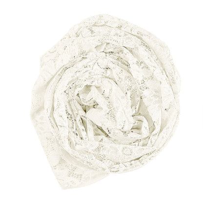 Re-Embroidered Stretch Lace - White Sunflowers - McKee Collection Detail