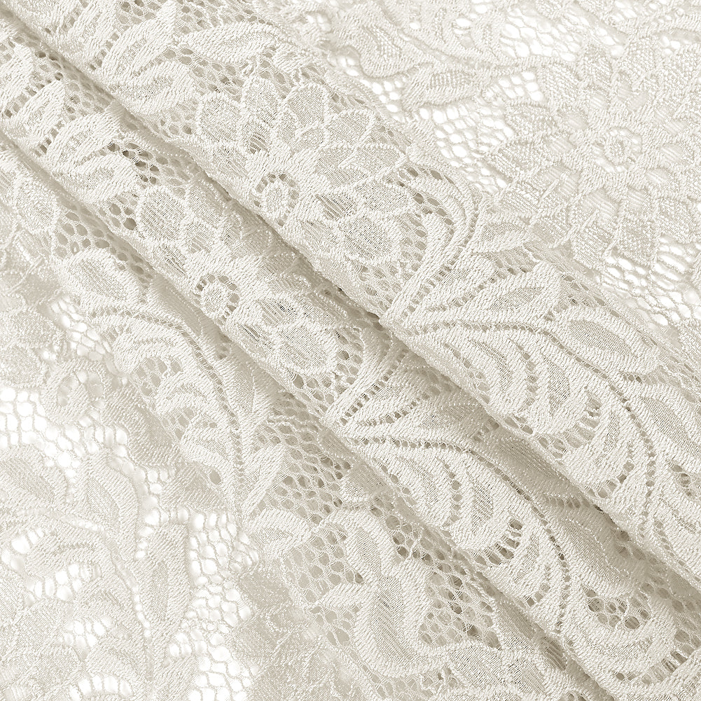Re-Embroidered Stretch Lace - White Sunflowers - McKee Collection Full