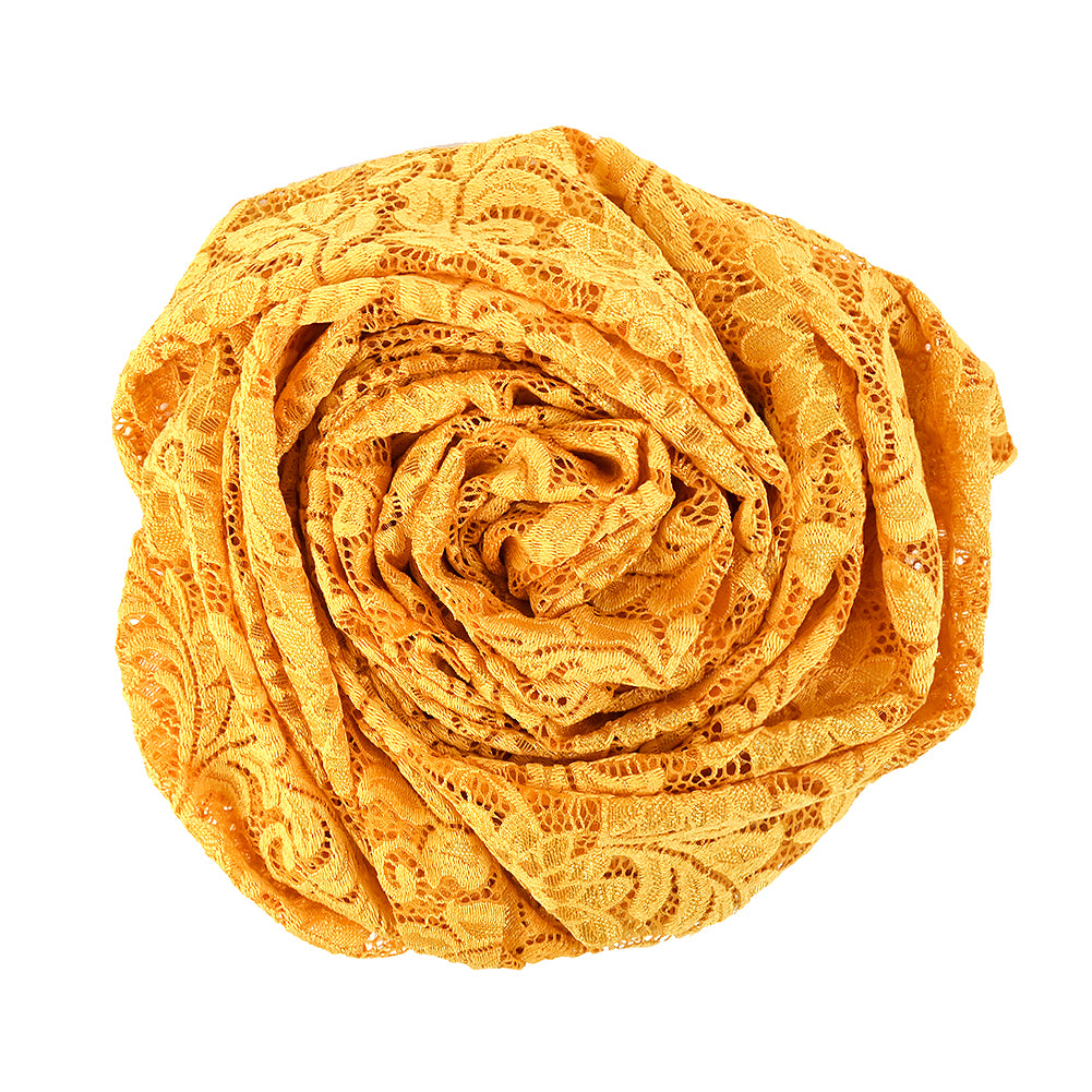 Re-Embroidered Stretch Lace - Mustard Sunflowers - McKee Collection Detail