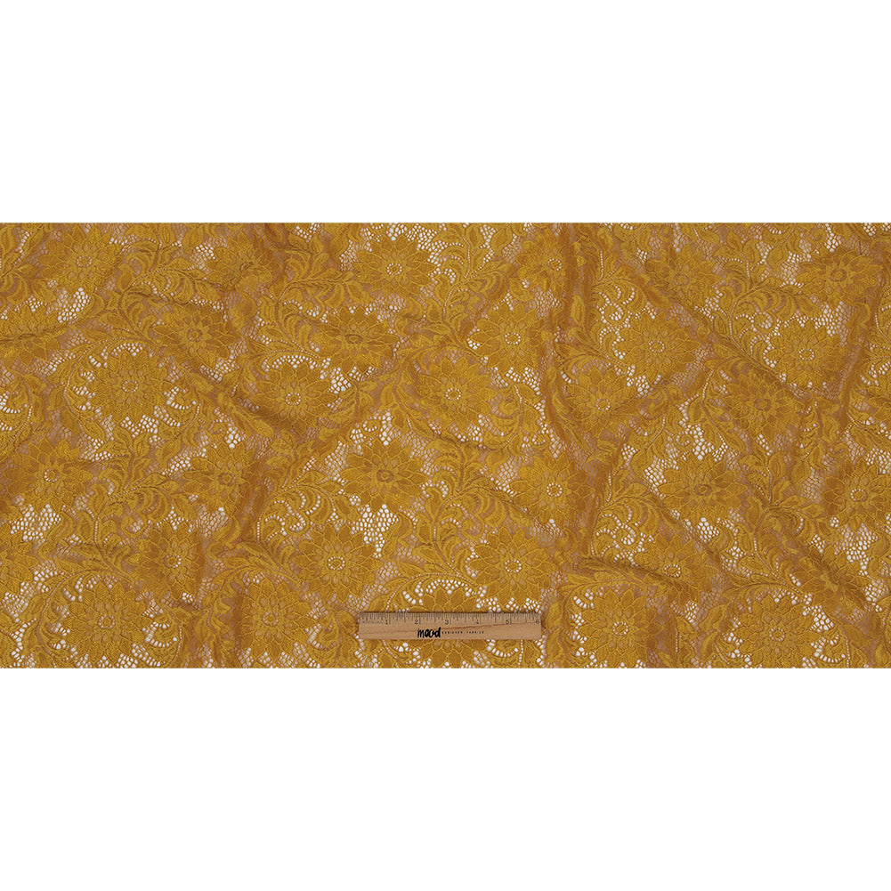 Re-Embroidered Stretch Lace - Mustard Sunflowers - McKee Collection Drape