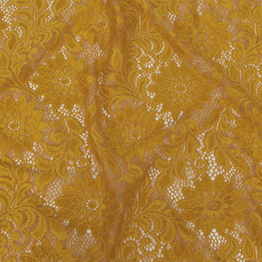 Re-Embroidered Stretch Lace - Mustard Sunflowers - McKee Collection