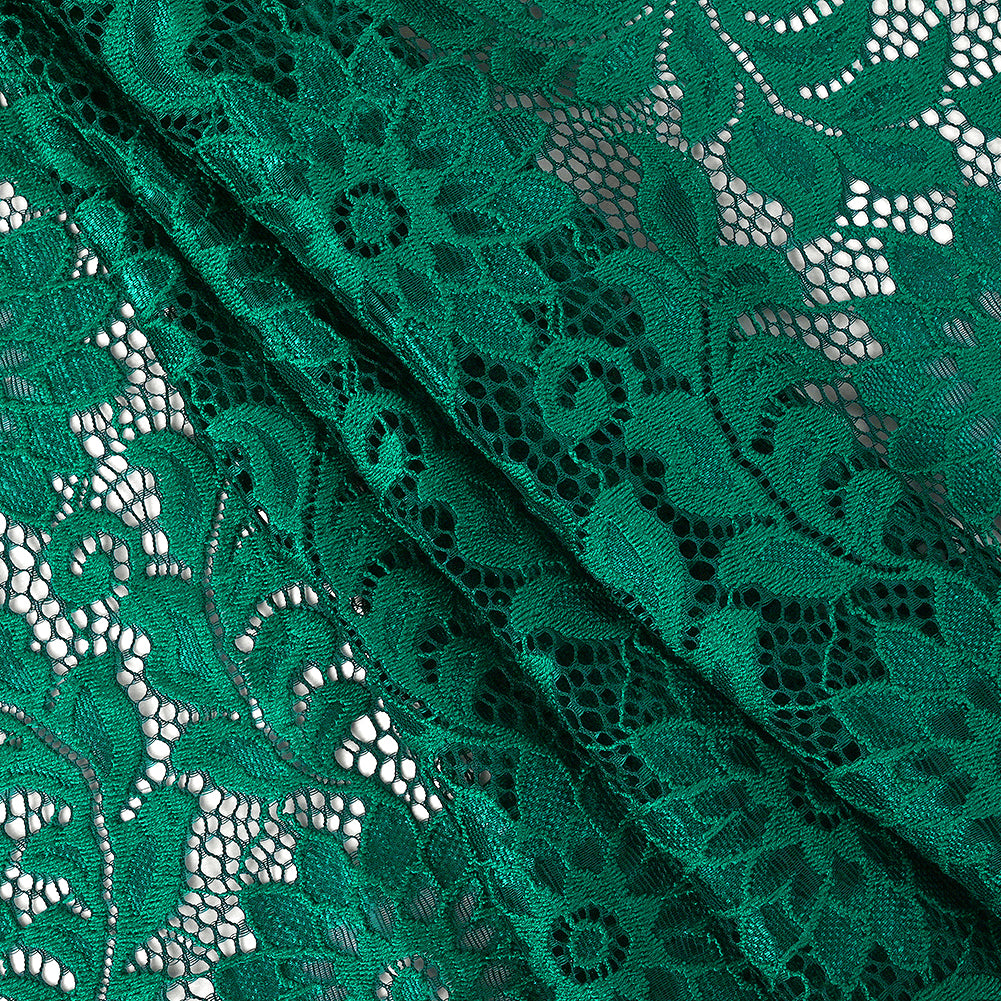 Re-Embroidered Stretch Lace - Emerald Sunflowers - McKee Collection Full