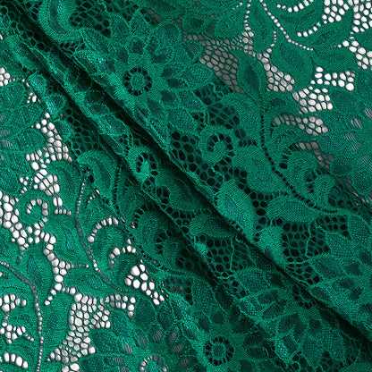 Re-Embroidered Stretch Lace - Emerald Sunflowers - McKee Collection Full