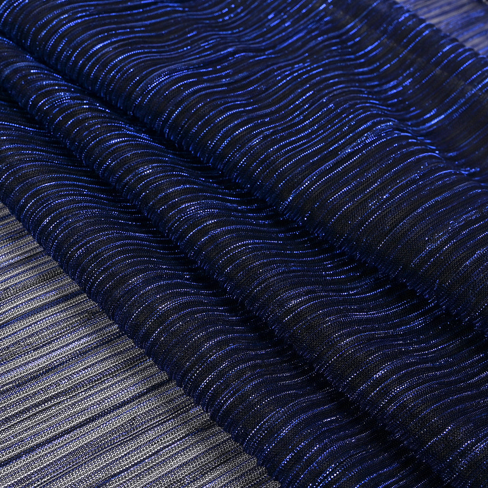 Metallic Stretch Plisse - Magnetic Blue - Natalia Collection Full
