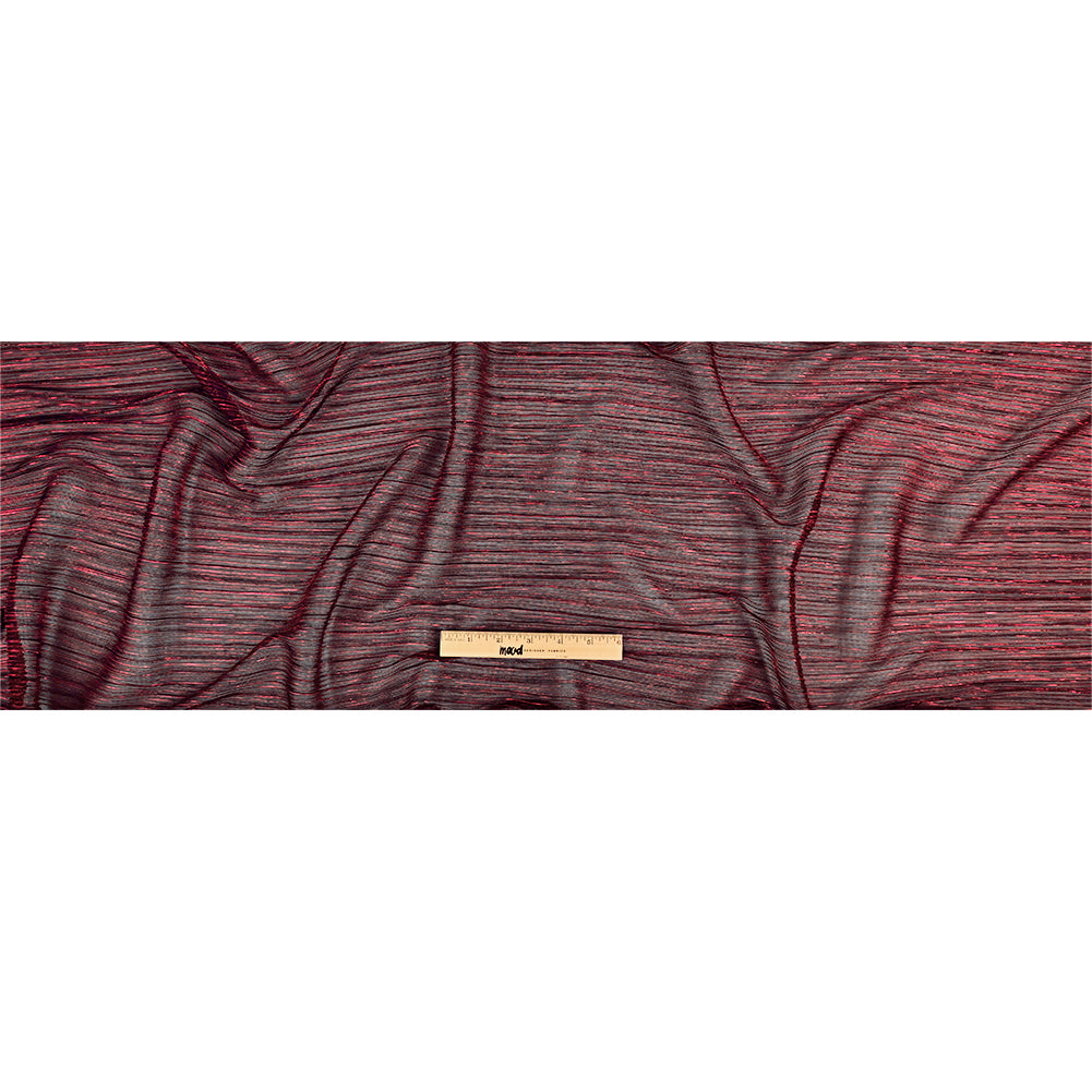 Metallic Stretch Plisse - Corazon and Black - Natalia Collection Drape