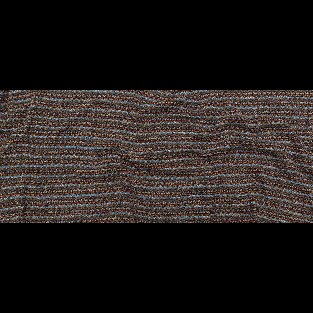 Brown, Aqua and Olive Striped Blended Wool Knit Full