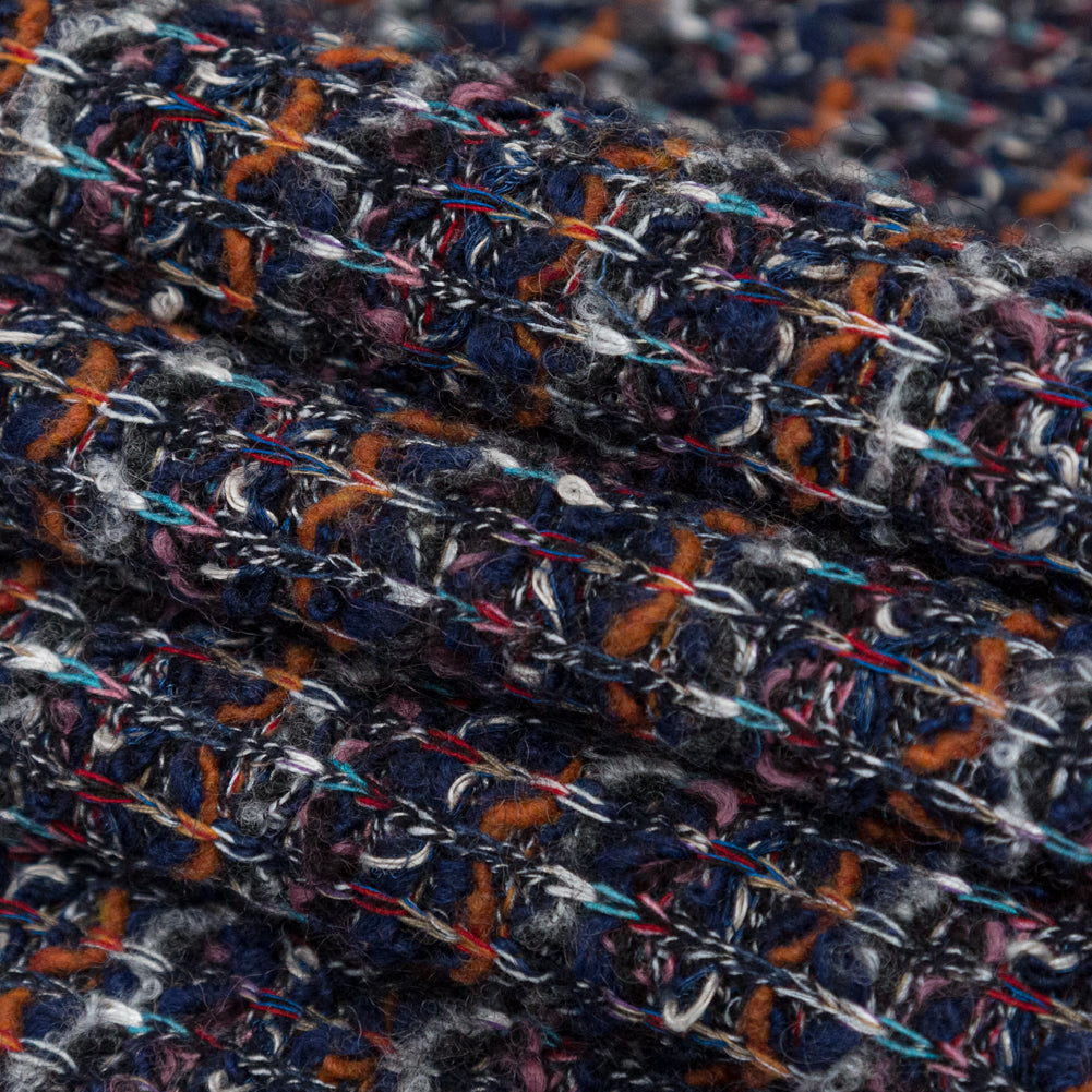 Eclipse, Rustic Orange and Red Striped Blended Wool Knit Folded
