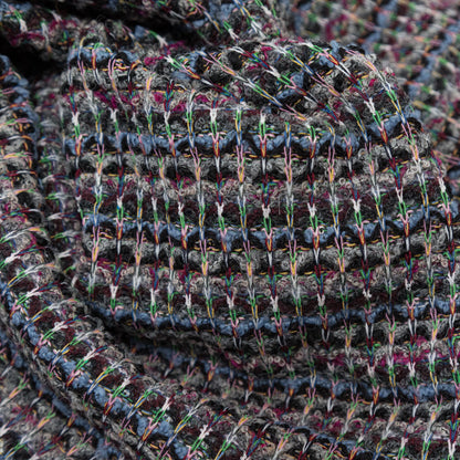 Steel Blue, Green and Fuchsia Striped Blended Wool Knit Detail