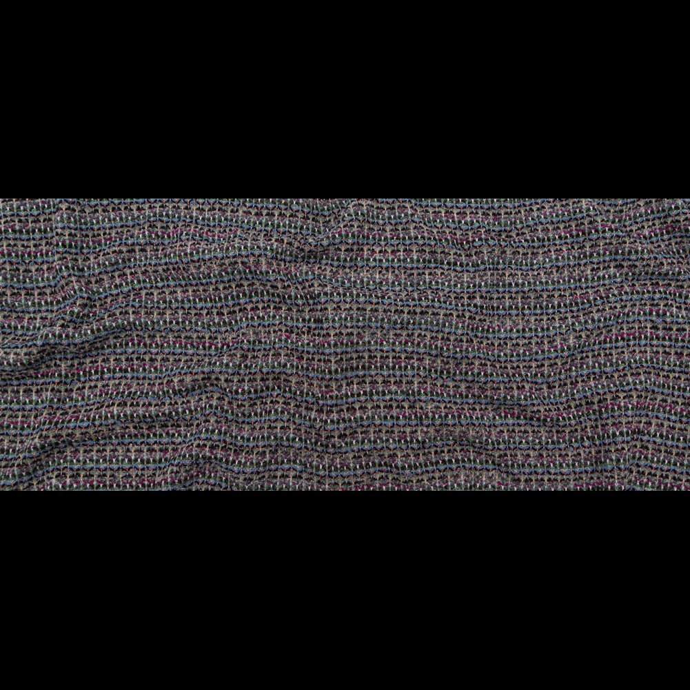 Steel Blue, Green and Fuchsia Striped Blended Wool Knit Full