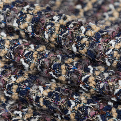 Dusty Rose, Beige and Eclipse Striped Blended Wool Knit with Multicolor Metallic Accents Folded