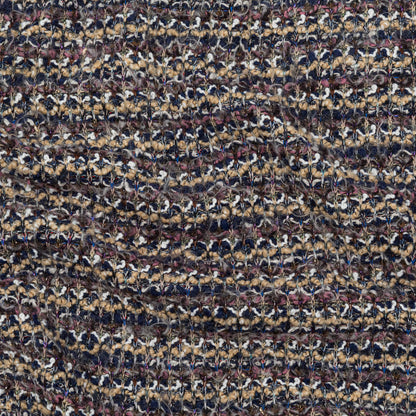 Dusty Rose, Beige and Eclipse Striped Blended Wool Knit with Multicolor Metallic Accents