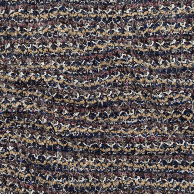 Dusty Rose, Beige and Eclipse Striped Blended Wool Knit with Multicolor Metallic Accents