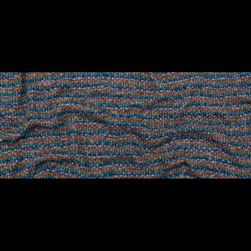 Turquoise, Golden Olive and Coral Striped Blended Wool Knit Full